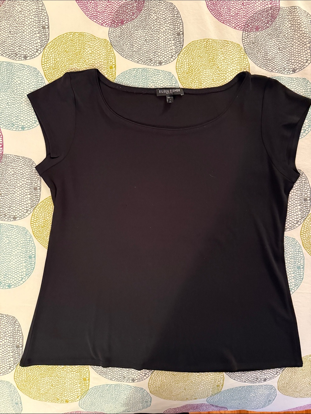 Eileen Fisher Black Scoop Neck Short Sleeve Tee